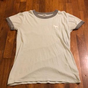 A blue Victoria Secret PINK shirt.